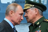 Vladimir Putin and Russian defence minister Sergei Shoigu