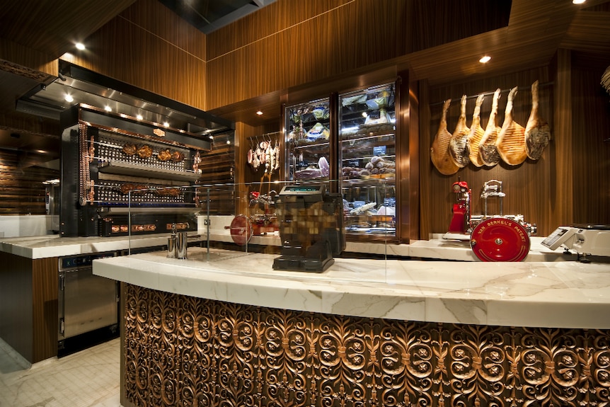 A serving counter in Vic's Meat in Sydney's Darlinghurst.