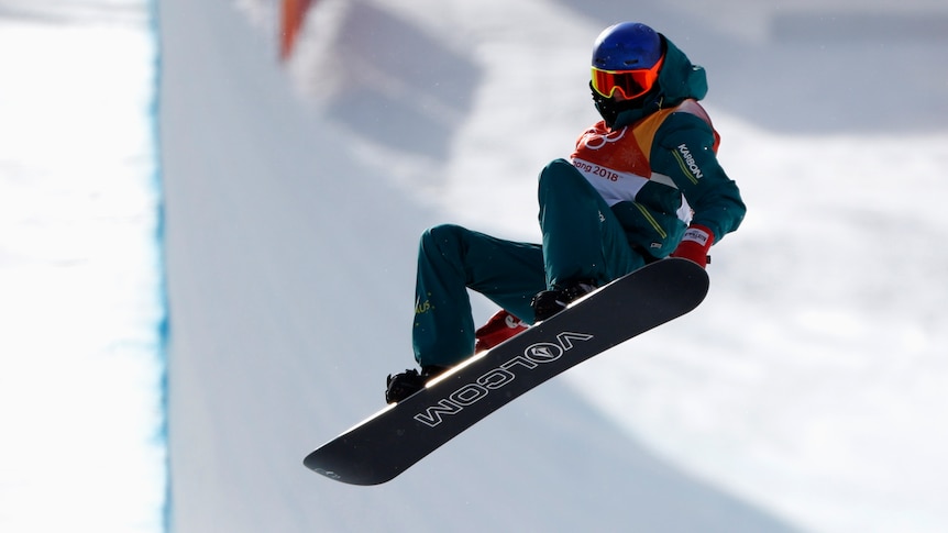 Scotty James in mid-air during the men's halfpipe qualifying at the Olympic Winter Games.
