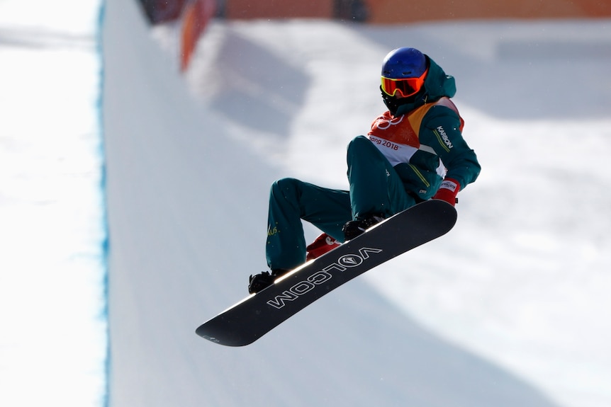 Scotty James in mid-air during the men's halfpipe qualifying at the Olympic Winter Games.