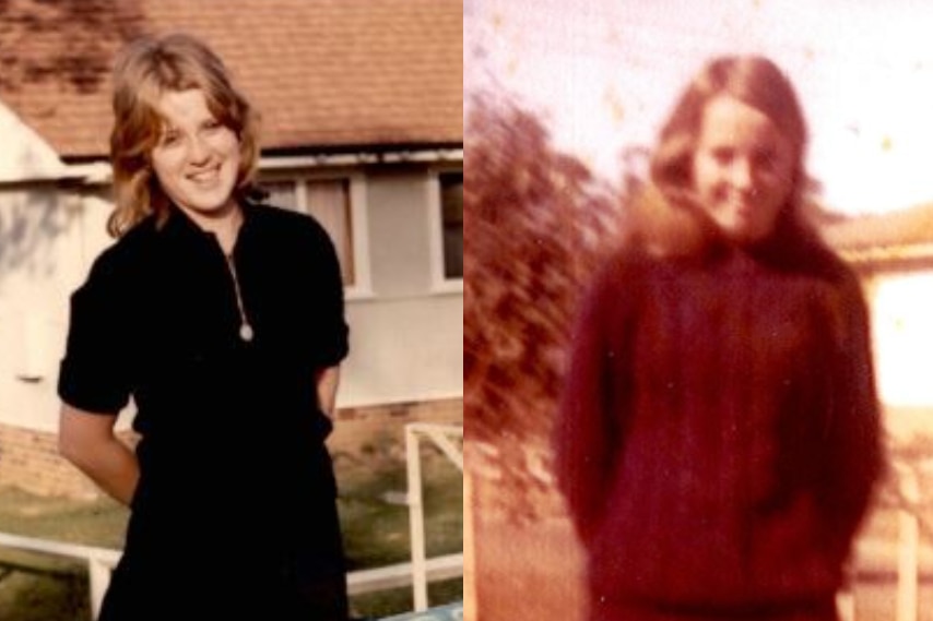 Two young girls smiling at camera 