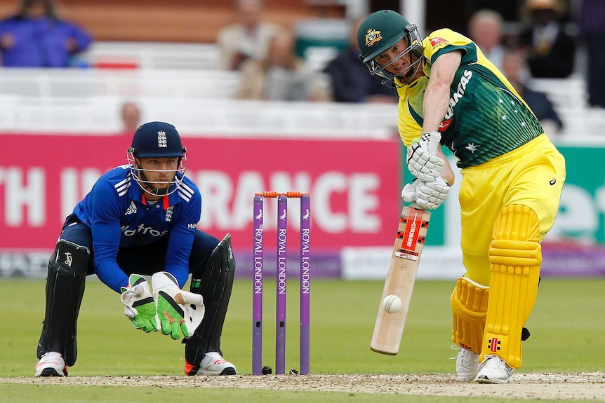 England wicketkeeper Jos Buttler and Australia’s George Bailey