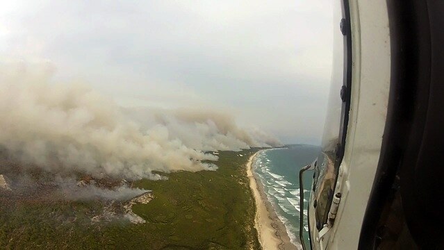 Smoke rises from a bushfire near Northcliffe