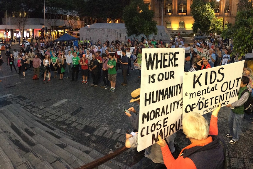 Protesters at an event organised by the Refugee Action Coalition