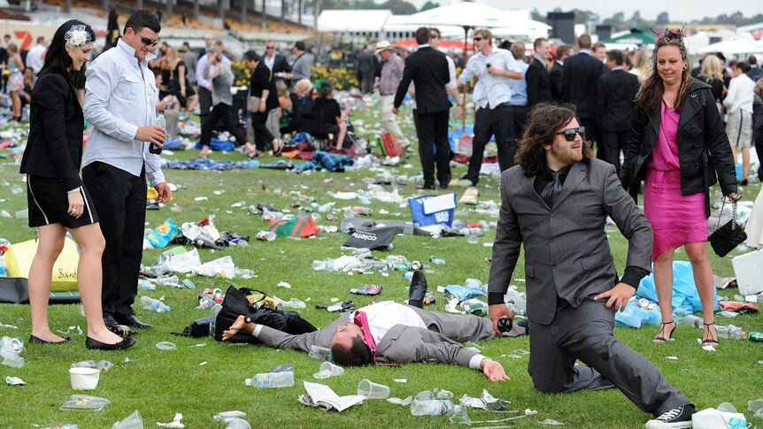Final bend: The 10,000 bottles of champagne consumed on Cup day do take their toll.