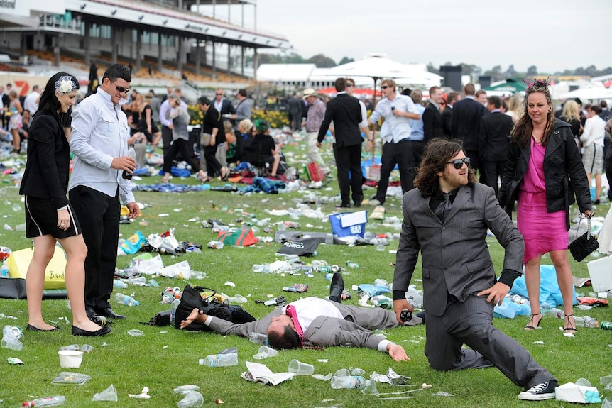 Final bend: The 10,000 bottles of champagne consumed on Cup day do take their toll.