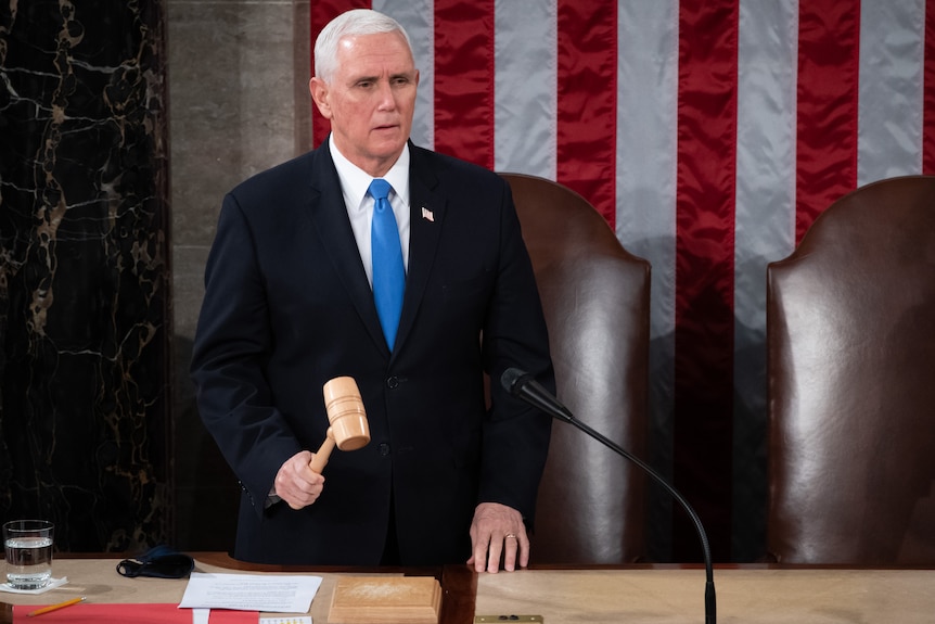 VP Mike Pence at the joint session of Congress on 6 January 2021