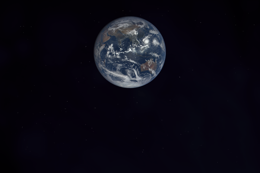 Planet earth floating in dark space.