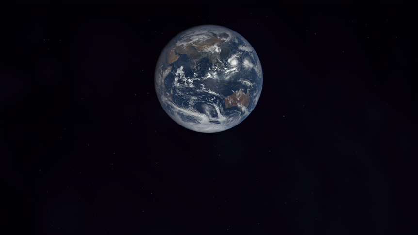 Planet earth floating in dark space.