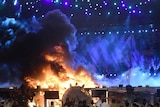 A picture of the fire on stage.