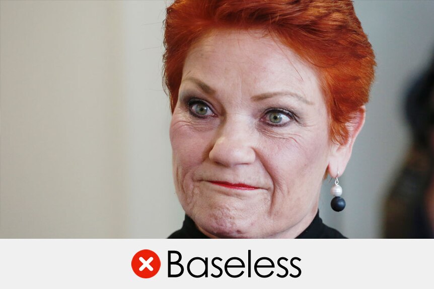 Pauline Hanson's claim is baseless