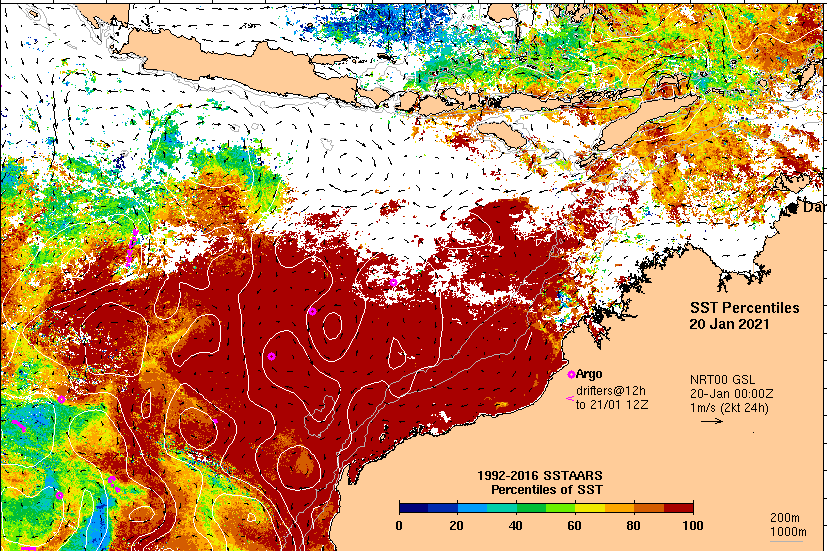 Marine heatwave map northern WA