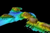 graphic image showing seamounts off the Tasmanian coastline
