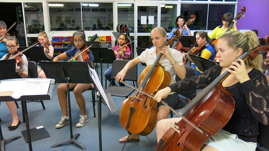 The Mount Isa string orchestra practises.