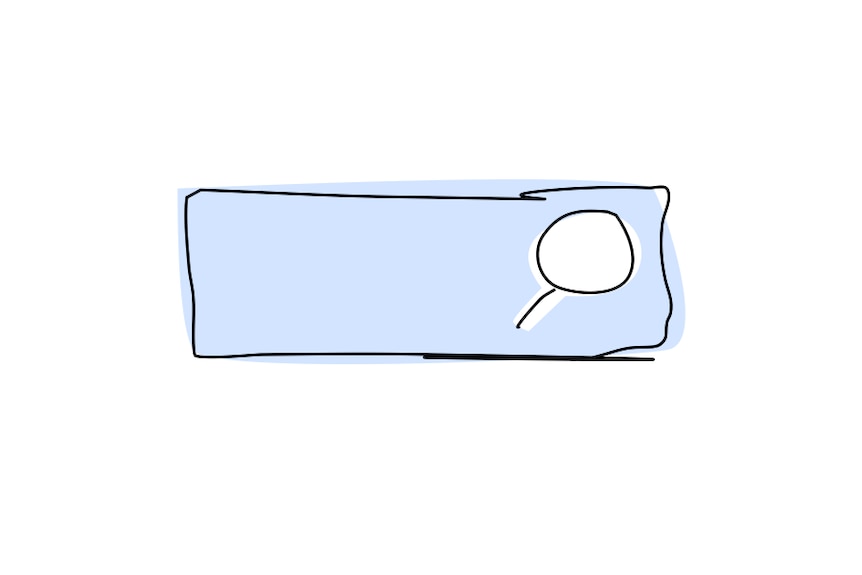 Graphic illustration of a search bar with a magnifying glass