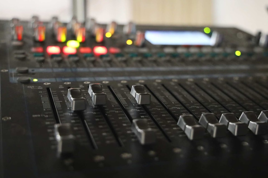 Lights and mixers on a sound desk