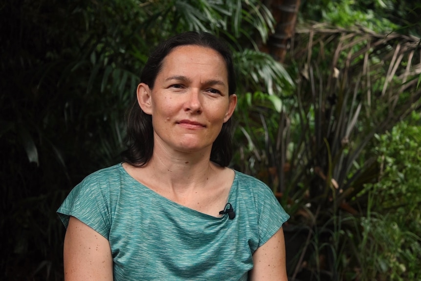 Olga Scholes, Managing Director of Nawarddeken Academy, looks into the camera in Arnhem Land.