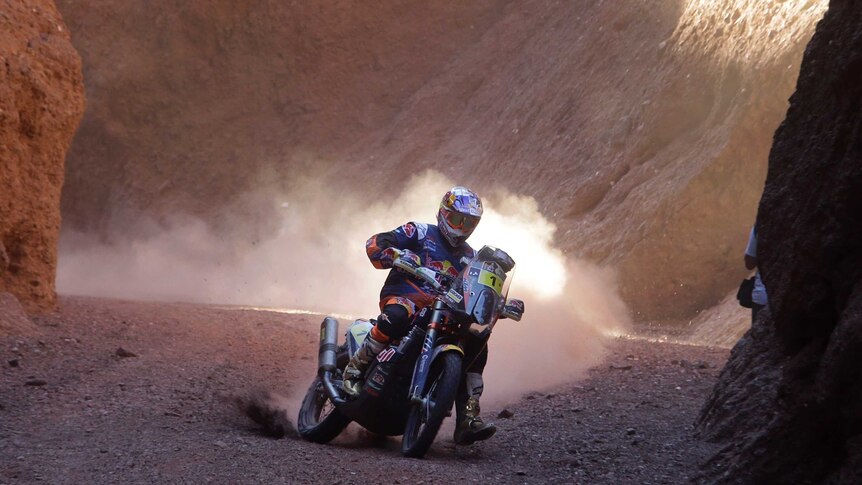 Australia's Toby Price rides his motorbike in the third stage of the 2017 Dakar Rally.