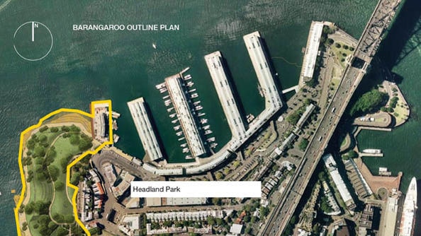Aerial plan of the Barangaroo development