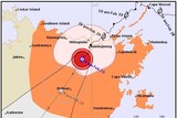 A map of the predicted track of Cyclone Lam