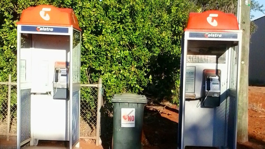 Telstra public phones outside Western Star Hotel in Qld's Channel Country
