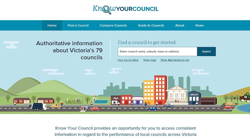Victorian council website Know your council screen shot