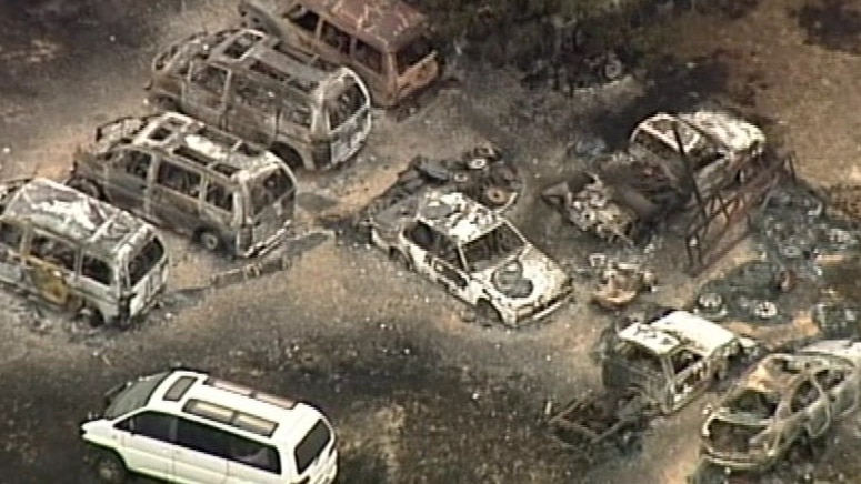 Numerous burnt structures in Clifton Creek at Sarsfield