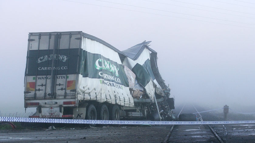Aftermath: the wreckage of the truck at the crash site