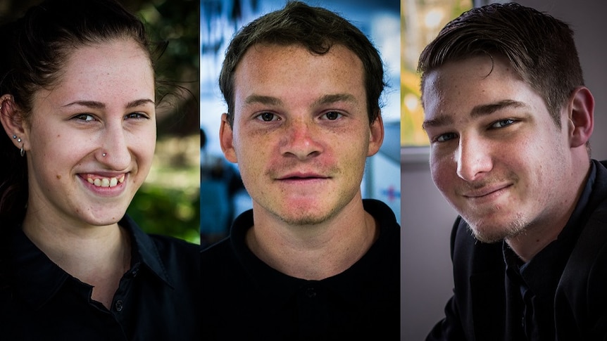 Unemployed young people from Bundaberg. Lavinia Zink, Chris Wayne-White, Josh Peter.