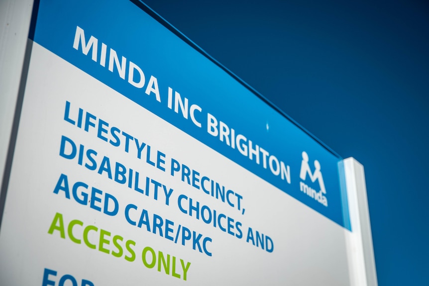 A sign at the Minda disability care facility at North Brighton.
