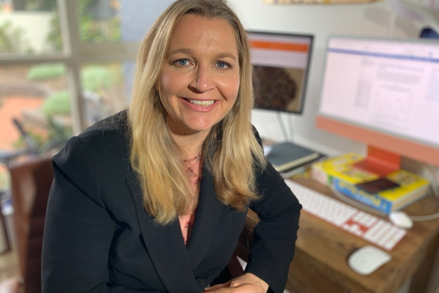 Angela at her home office in Melbourne.