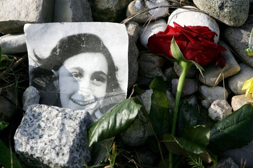 Roses and tributes laid at Anne Frank memorial