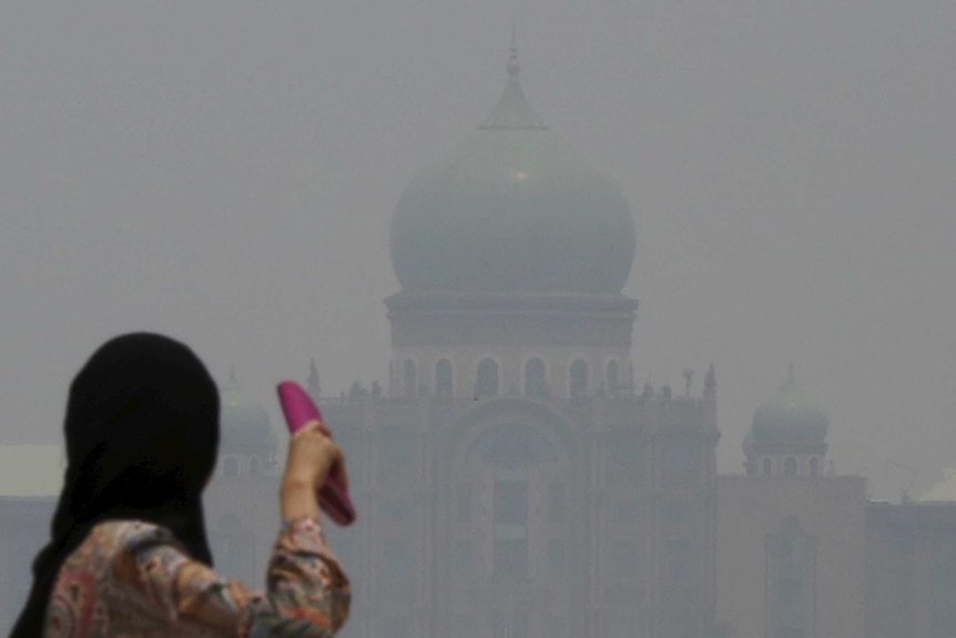 Malaysian prime minister's office through the haze