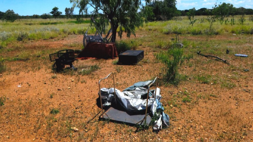 Trashed campsite on a remote cattle station.