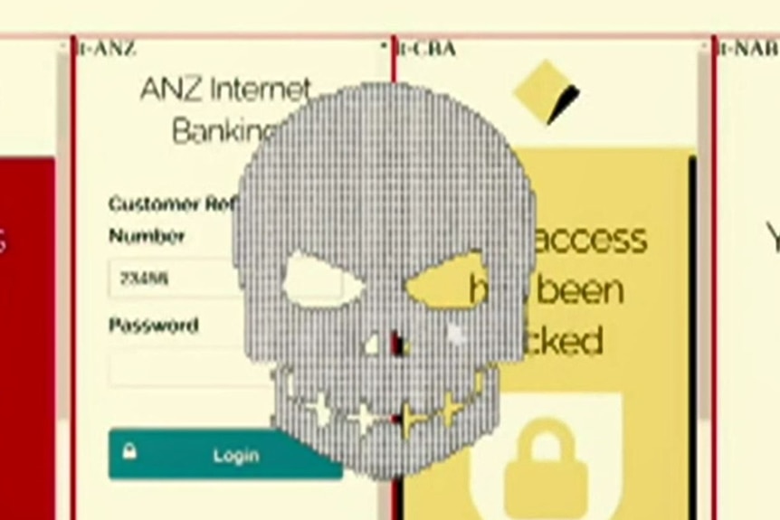 Afbeelding van een schedel verschijnt op een website