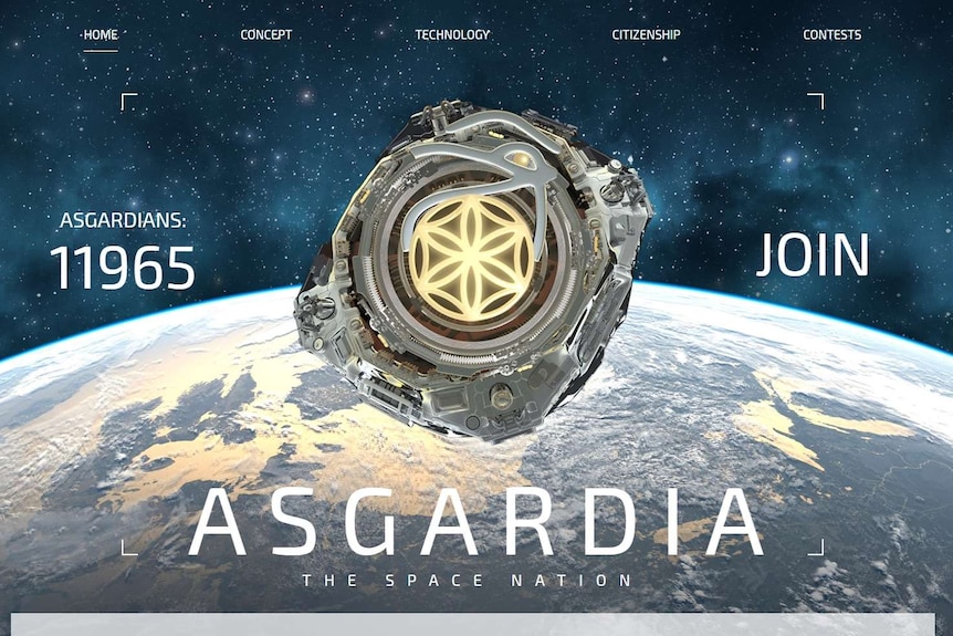 A screenshot of the Asgardia website