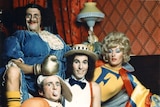 The cast of The Aunty Jack Show, including Rory O'Donoghue as Thin Arthur
