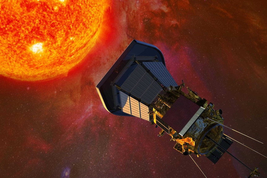 Artist's illustration of NASA's Parker Solar Probe spacecraft approaching the Sun