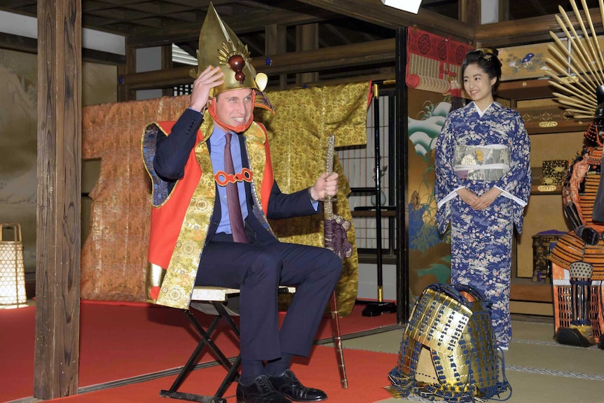 Prince William wears traditional samurai garb in Japan