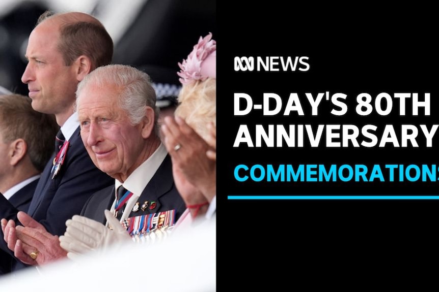 D-Day's 80th Anniversary, Commemorations: Royal family clapping in a crowd.