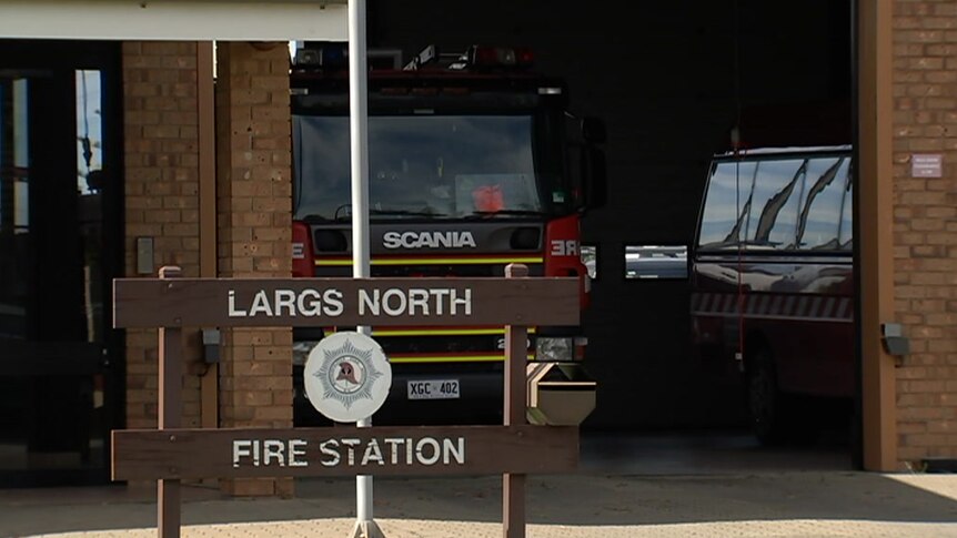 Outside the front of the Largs North fire station.