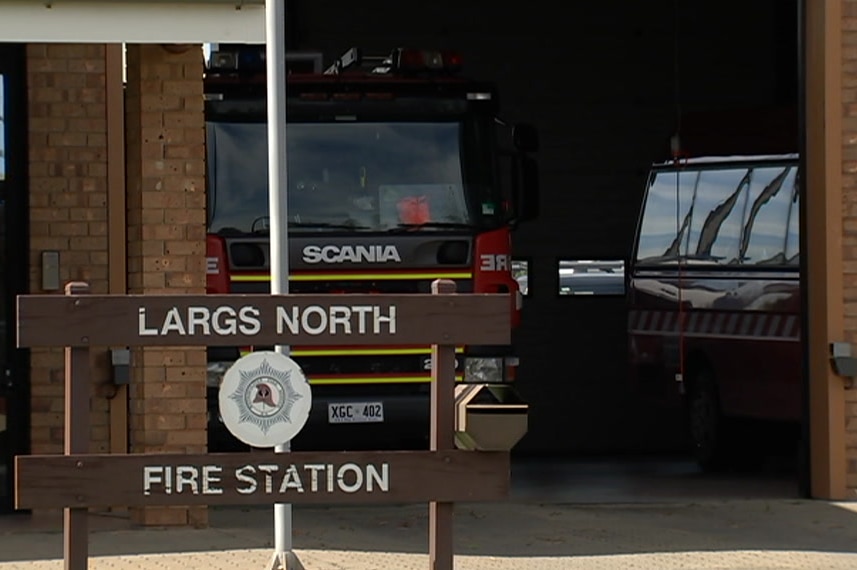 Outside the front of the Largs North fire station.