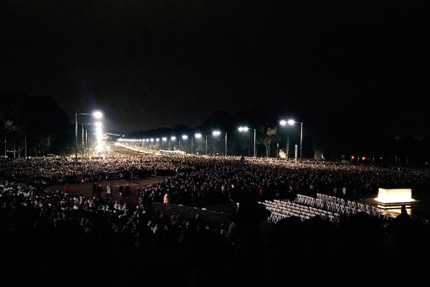 Tens of thousands of people line Anzac Parade head of the attended the Anzac Day dawn service.