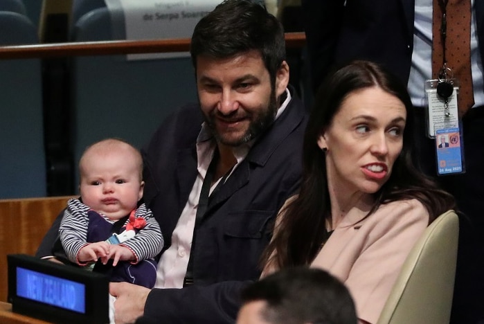 Jacinda Ardern and baby Neve at the UN on September 24, 2018.