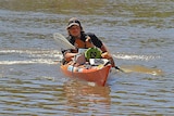 Chris Hayward is paddling down the Murray