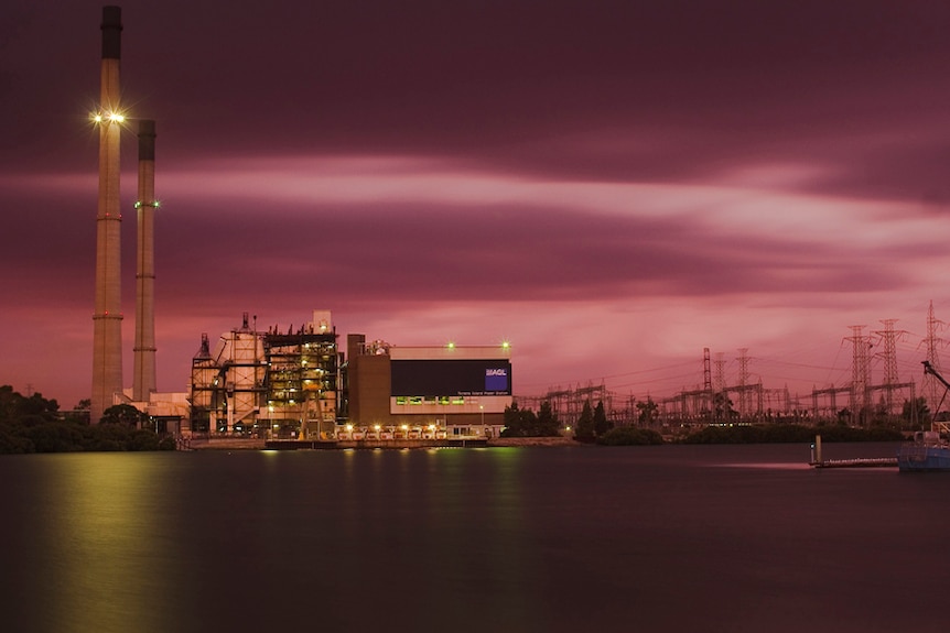 Dusk overlooking Torrens Island power station.