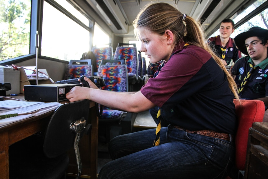 Kezia Hamilton learning how to tune the radio.