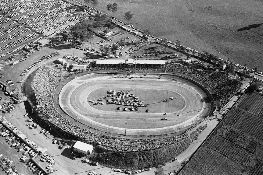 An old image of a stadium in Liverpool.