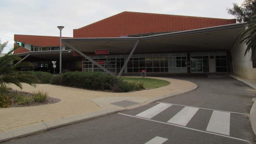 The emergency entrance at the front of Geraldton Regional Hospital.