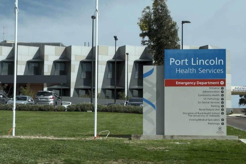 A sign out the front of the Port Lincoln Hospital